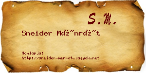 Sneider Ménrót névjegykártya